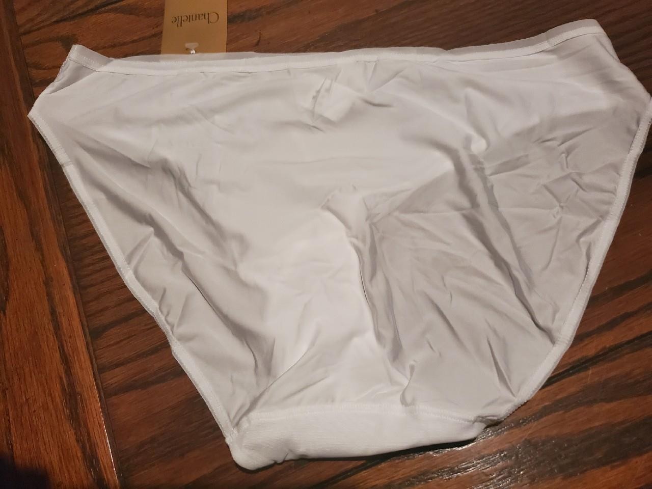 NWT CHANTELLE 1573 BIKINI PANTIES SHEER INSET PANEL LACE SIDES WHITE XL