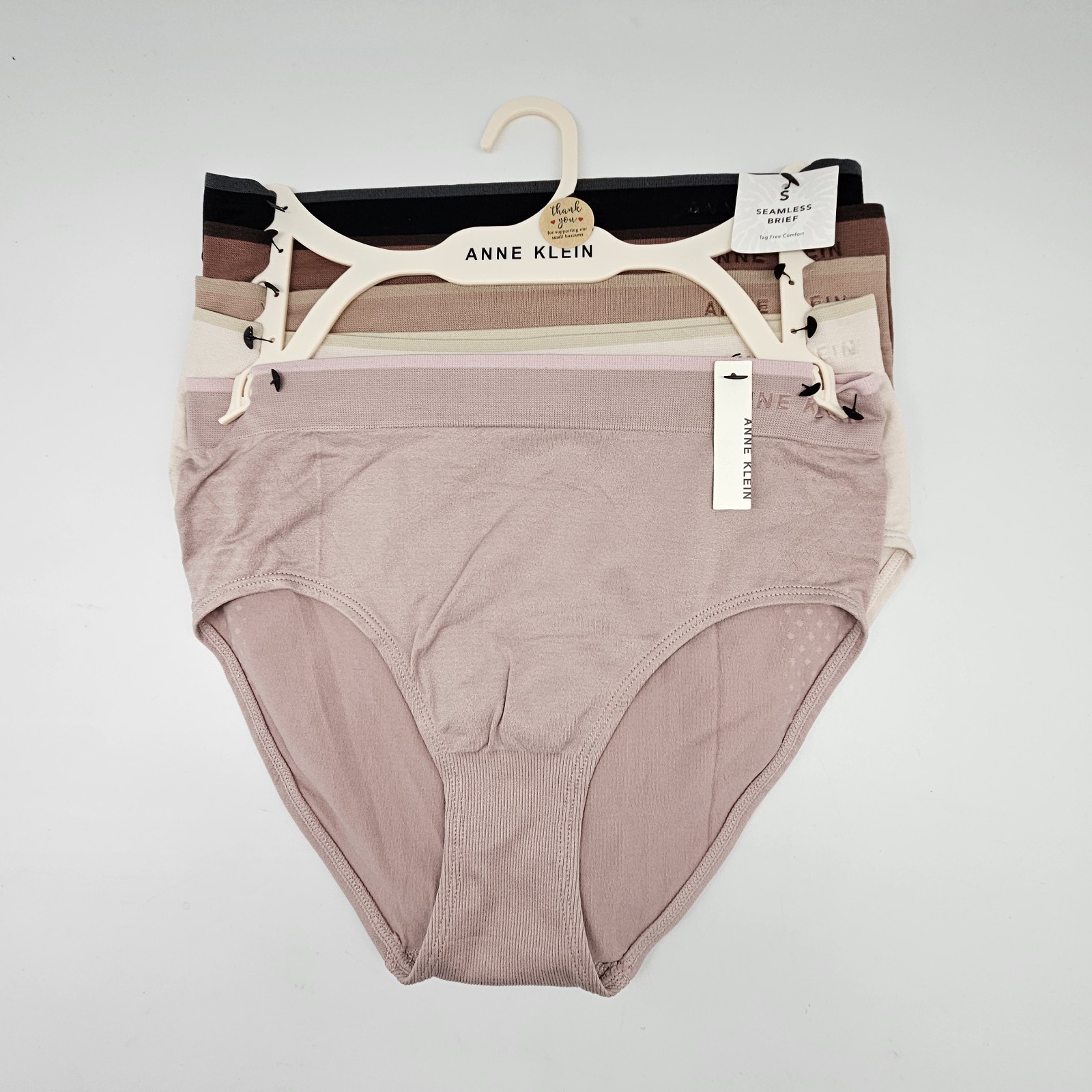 5 Pack ANNE KLEIN Women’s S M L XL Micro Seamless Briefs Black Brown Beige