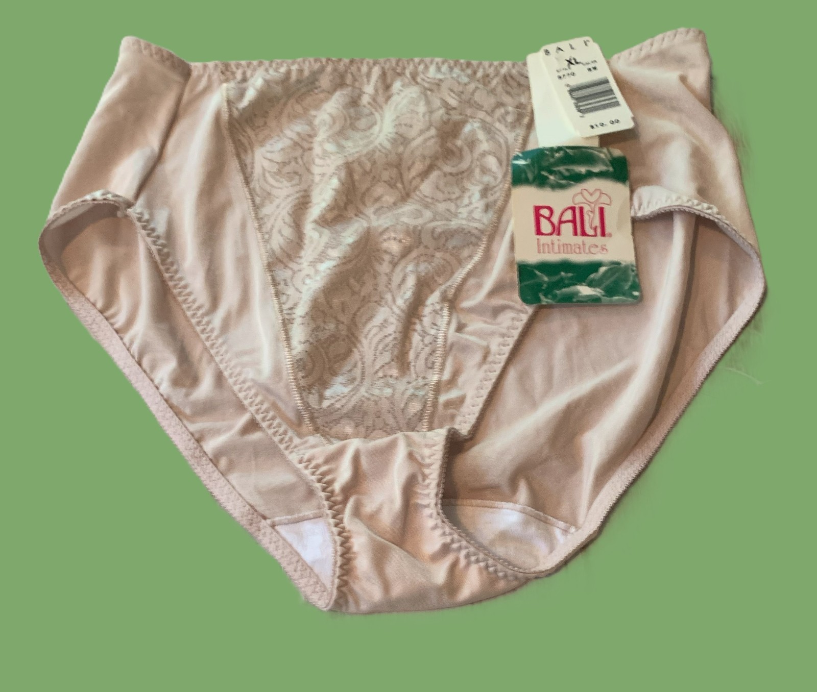 Vtg BALI Intimates Nylon Lace Panel Panty Brief Underwear Dusty Rose Sz XL