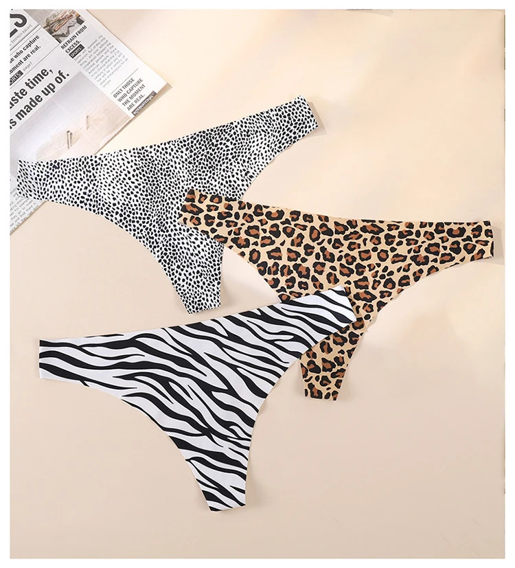 Leopard Thong Panties Women’s Low Rise Seamless Soft Stretch Breathable Comfort