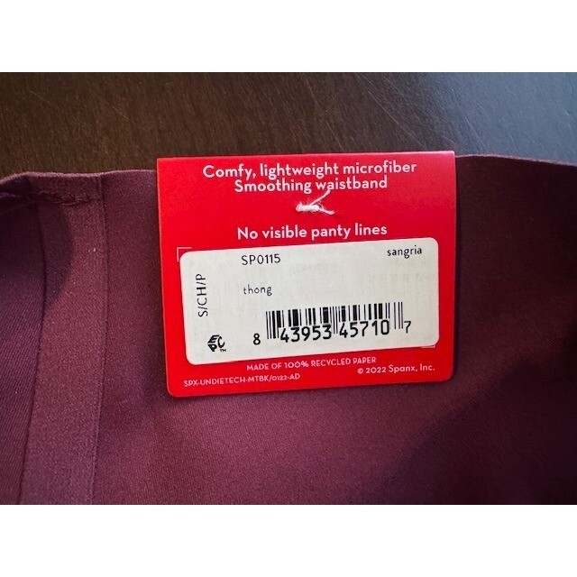 NWT SPANX undie-tectable wine sangria thong Size Small