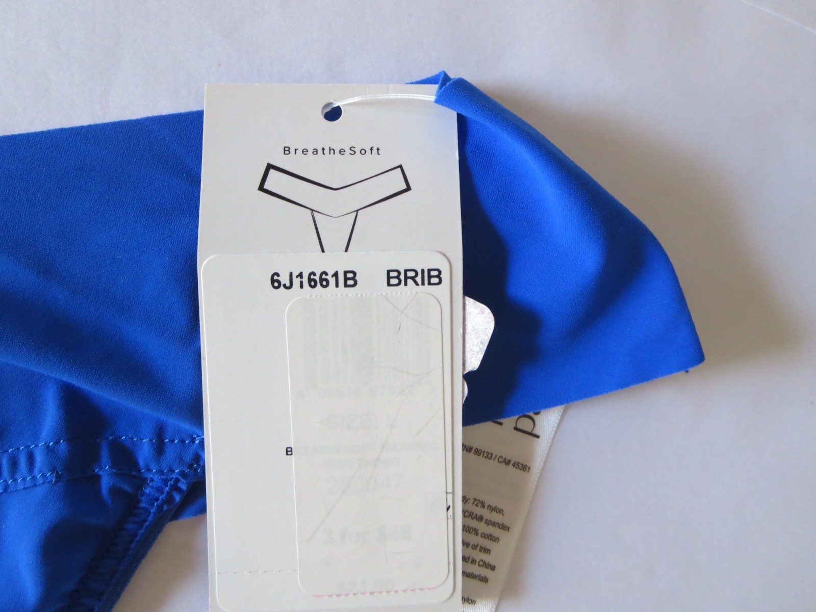 HANKY PANKY BREATHE SOFT NATURAL RISE THONG #6J1661B, BLUE &GRANITE, LARGE, 2 PK