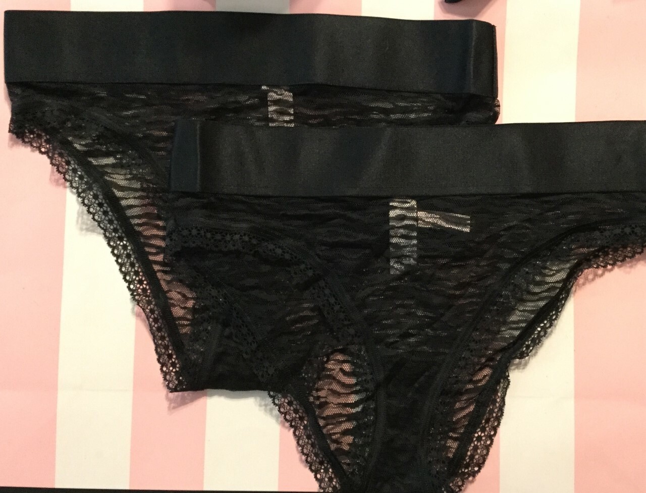 x2 Victorias Secret Panties Cheeky The Lacie High Leg Underwear Sexy Lace S New