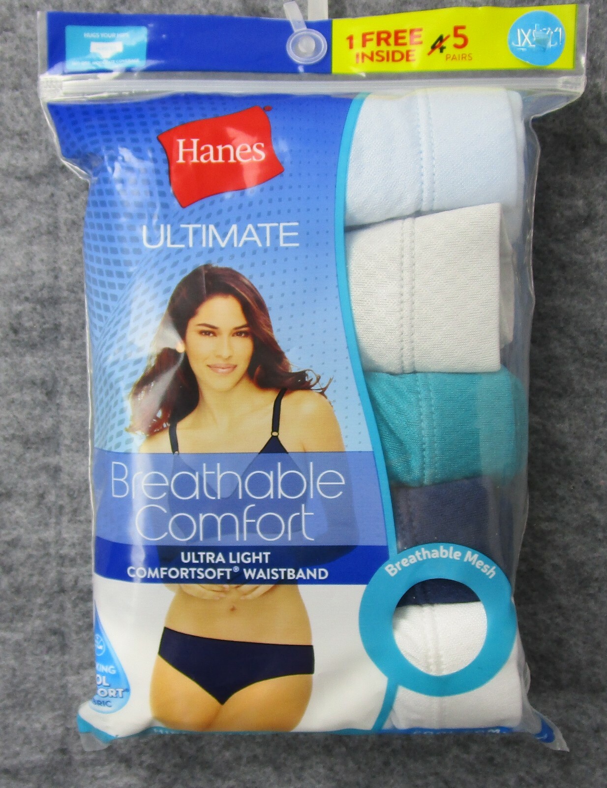 Hanes Ultimate Breathable Hipster Pantie 4 + 1 Pack Style 42ULHB Size 9/2XL NWT