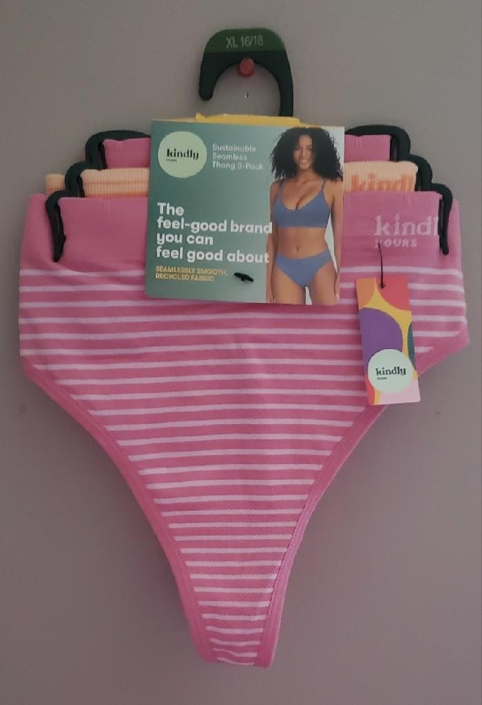 KINDLY Yours Womens Seamless Thong Underwear XS 0/2 XL 16/18 XXL 20 XXXL 22 3-Pk
