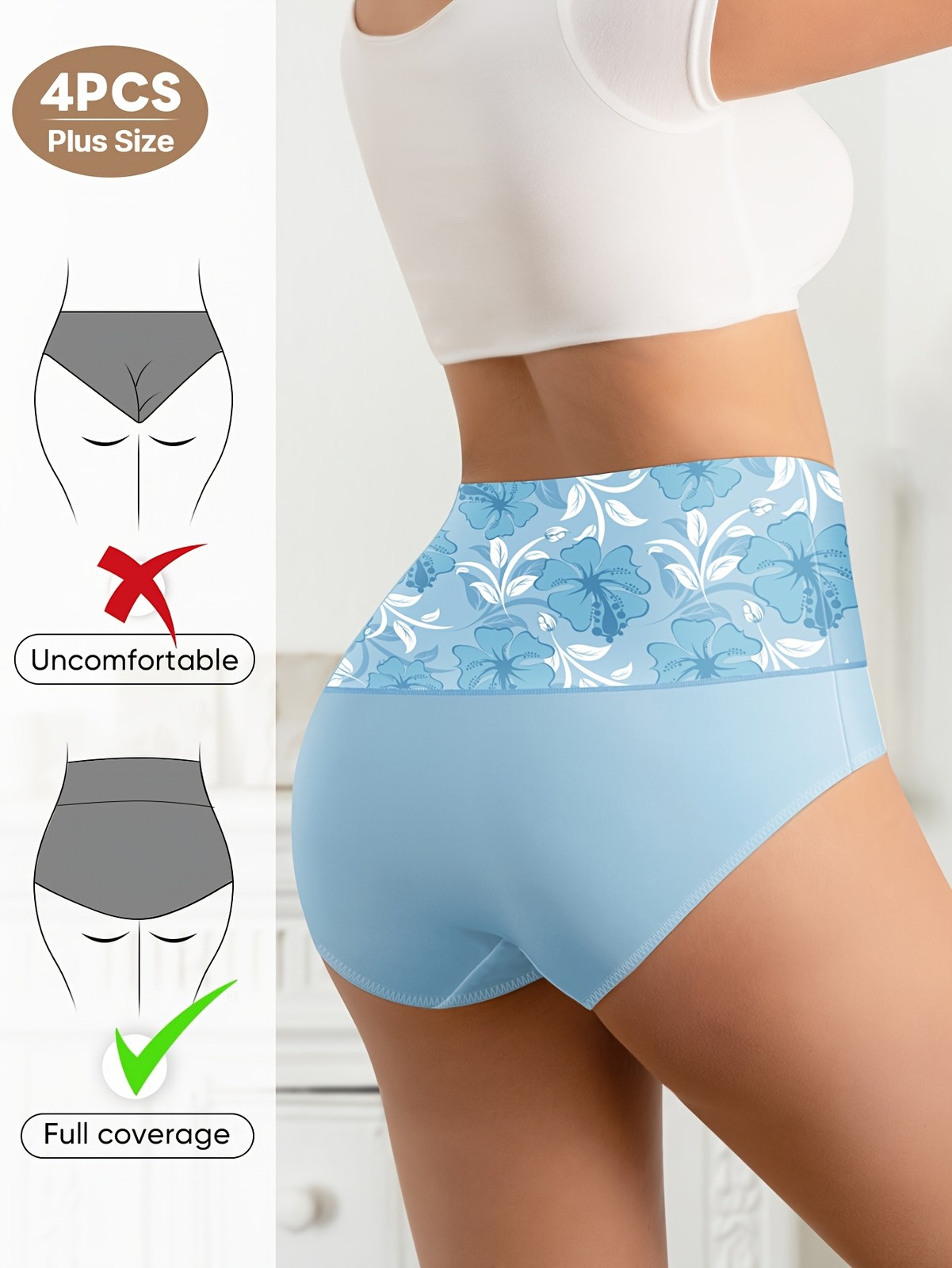 6 Pack Women Underwear Panties Multi Color Pant Set High Waist Women’s Panties