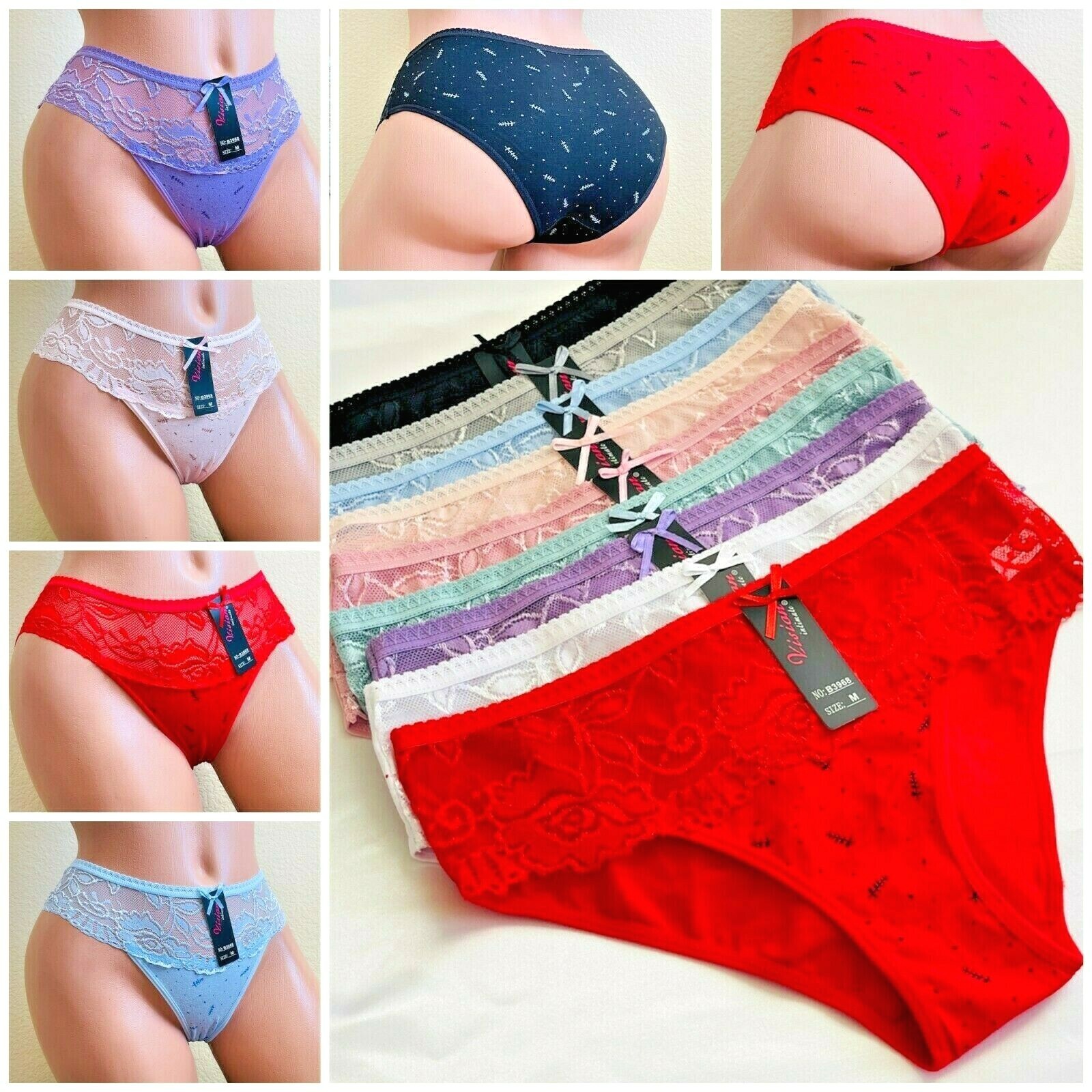 6 HIGH LEG 95% COTTON WOMEN TEEN BIKINI Panties UNDERWEARS UNDIES GIFT 3968 S-XL