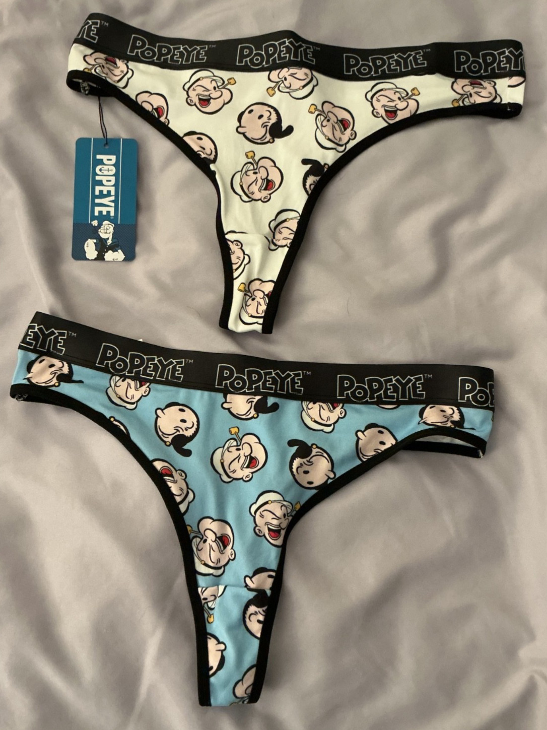 Popeye Cartoon Print X SHEIN Women’s Hipster Thong Panty Large 2 pack