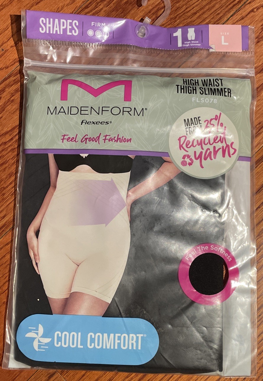 Womens Panty Shorts Maidenform Flexees Black High Waist Thigh Slimmer Size Large