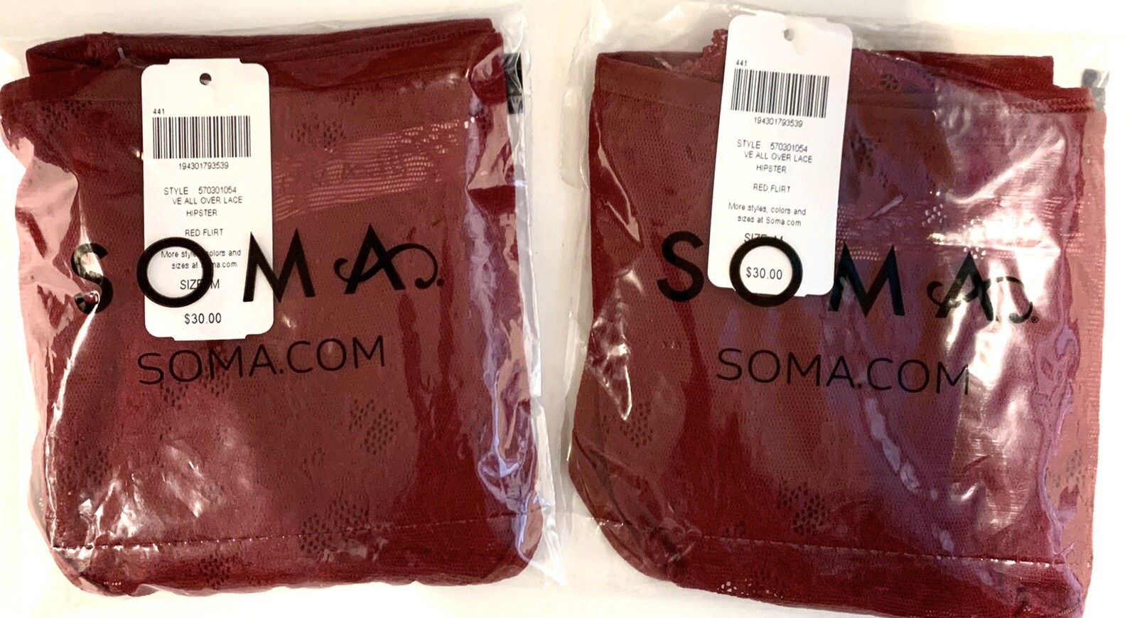 Lot of 2 SOMA Vanishing Edge All Over Lace Bikini Size M $30 each