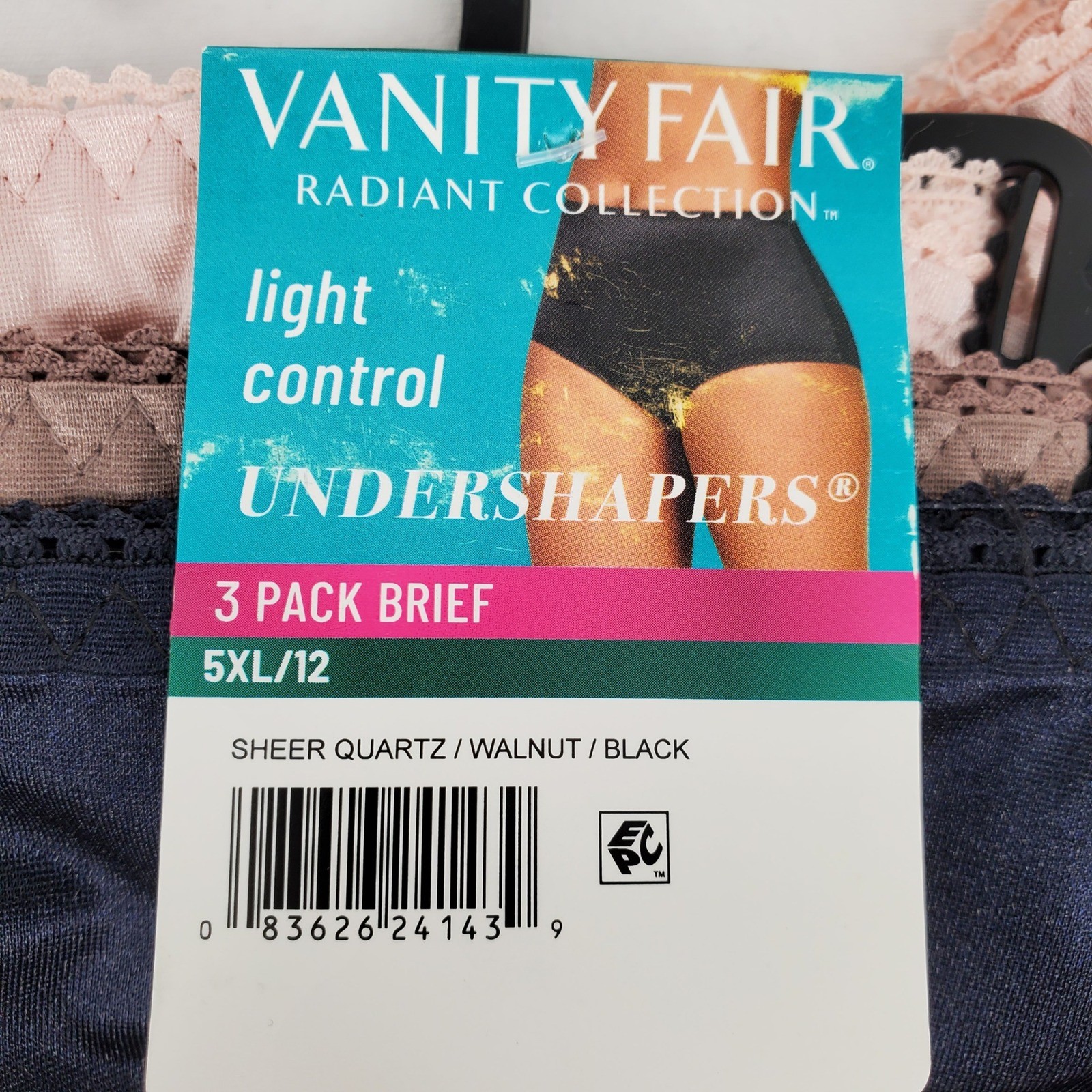 Vanity Fair Radiant Collection Undershapers Brief 5XL 12 Light Control 6 Pack