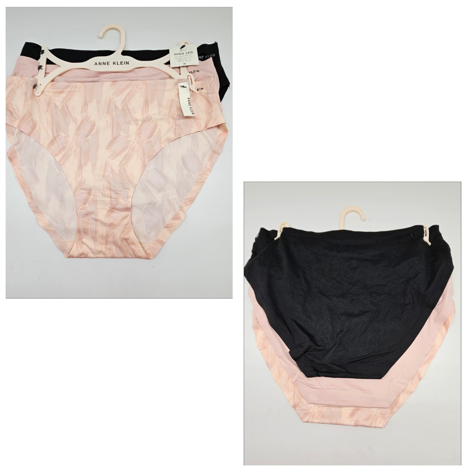 ANNE KLEIN 5 Pack Women’s XLarge Logo Bonded High Leg Panties Black Beige Pink