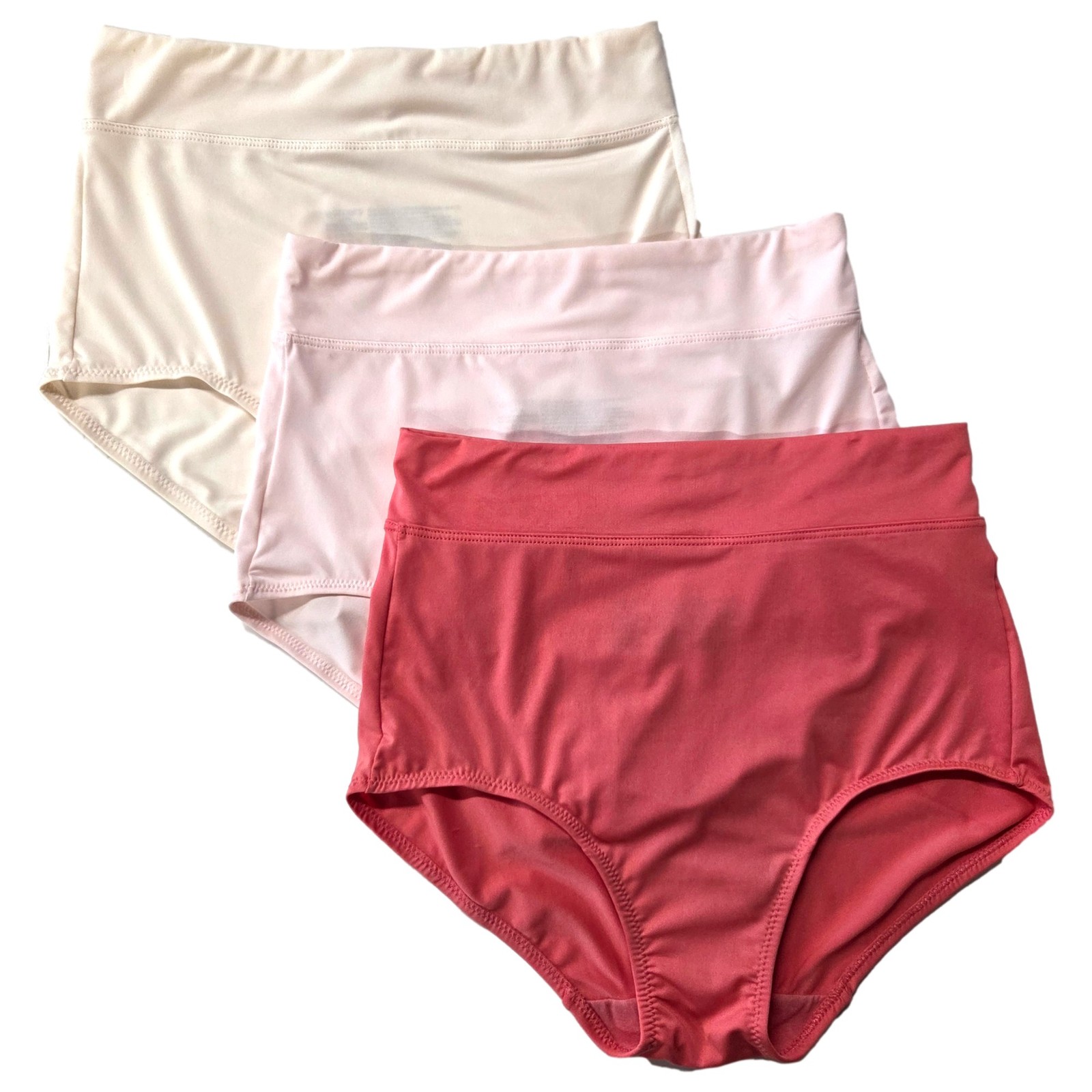 Warners Womens 3pc Microfiber Dig Free Comfort Waist Brief Panty Set Coral