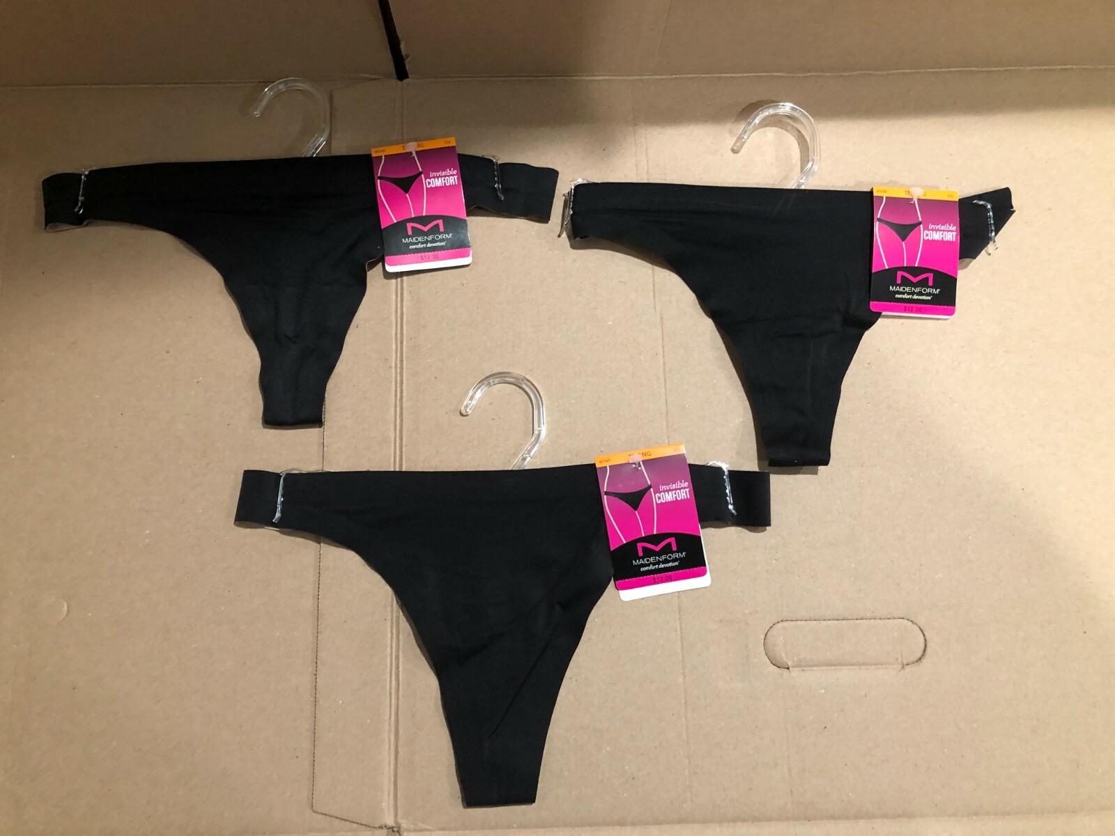 (3 PK) Maidenform 40149 Comfort Devotion Thong Black Seamless No Show NWT – S/5