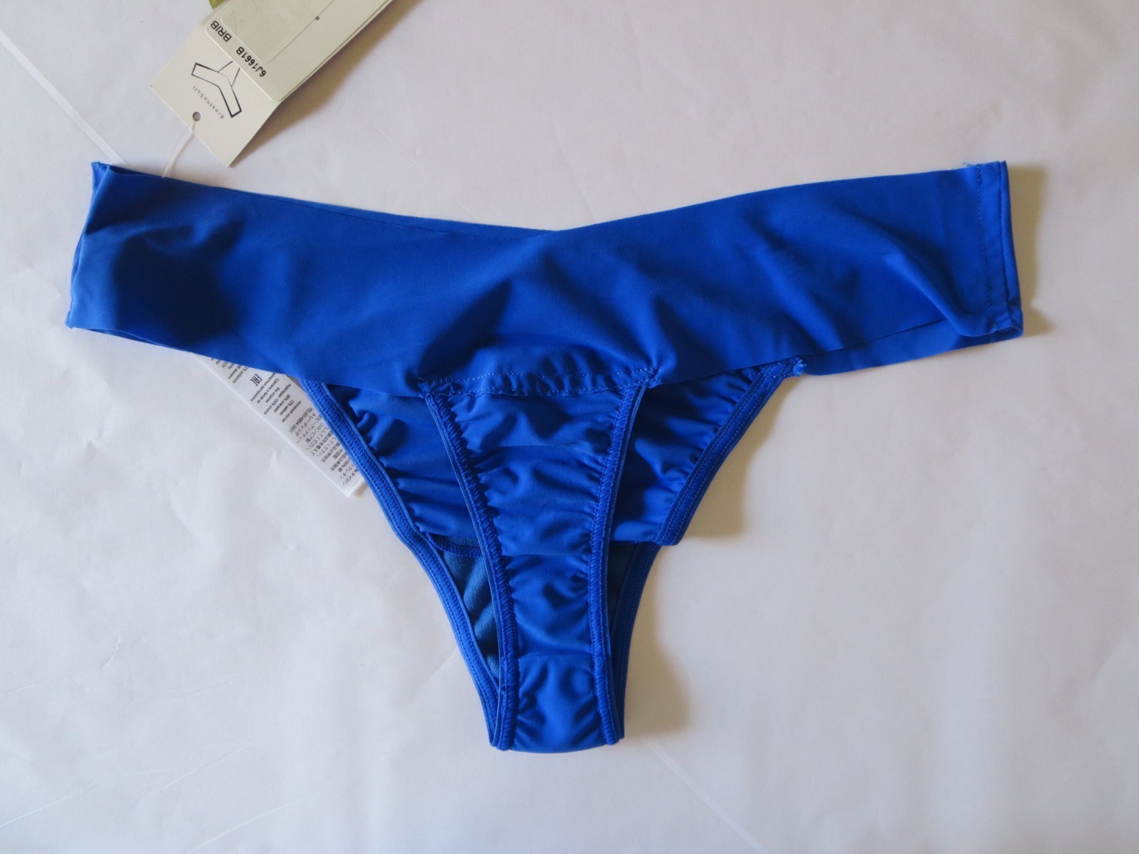 HANKY PANKY BREATHE SOFT NATURAL RISE THONG #6J1661B, BLUE &GRANITE, LARGE, 2 PK