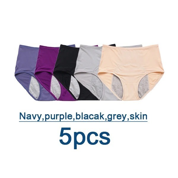 Women 5Pc Leakproof Underwear Incontinence Protective Discreet Leak Proof Pants