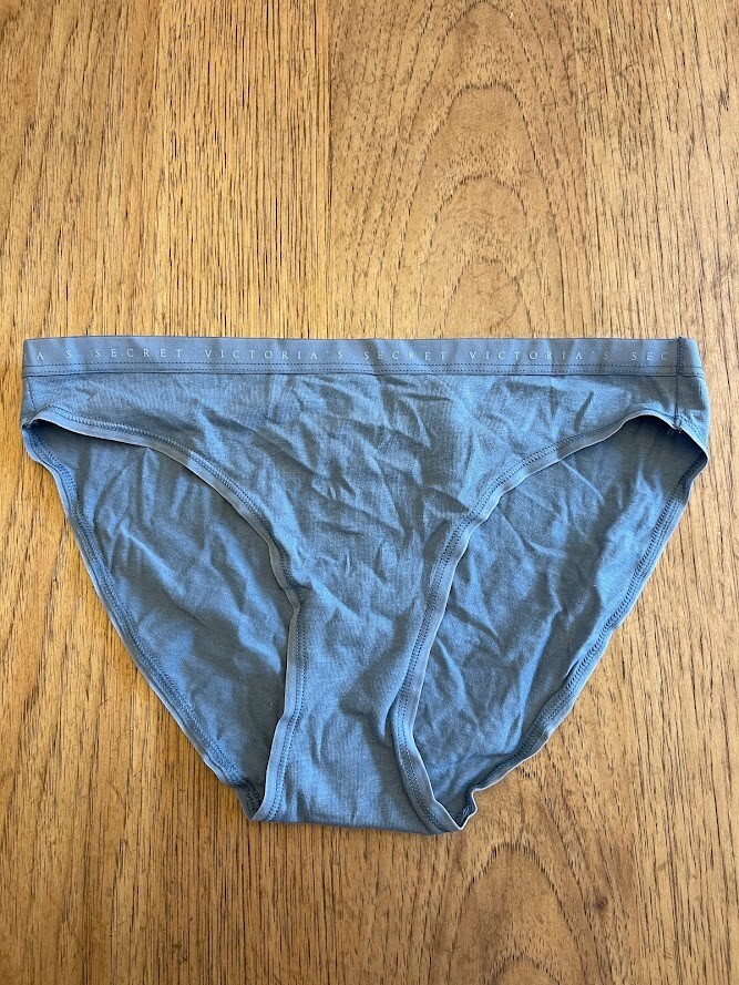 Victoria’s Secret Solid Denim Blue Logo SMALL Stretch Cotton Bikini Panty VS