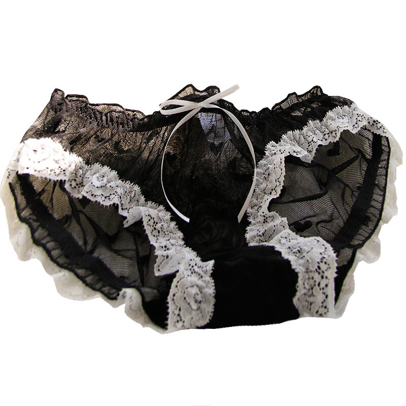Black Women Underwear Wholesale Japanese Lace Sexy Girl Bow Waist Mesh Briefs