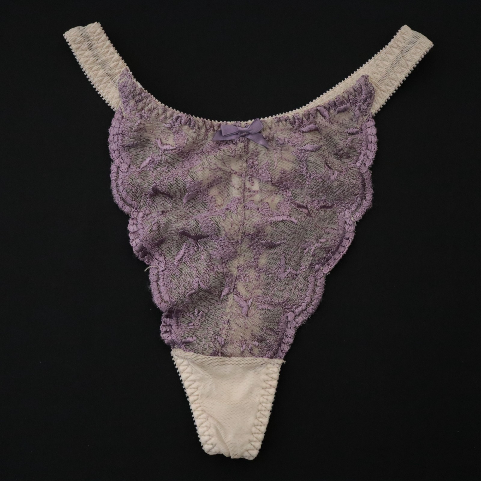 Victoria’s Secret VTG 90s Sheer Lace High Hip Cut Thong Panties MEDIUM