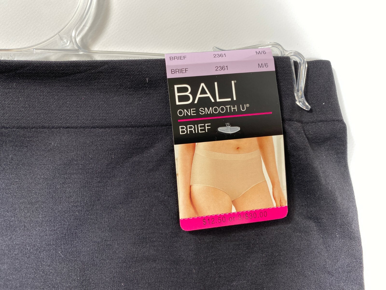 Womens Bali Black Smooth U Brief NEW! NWT