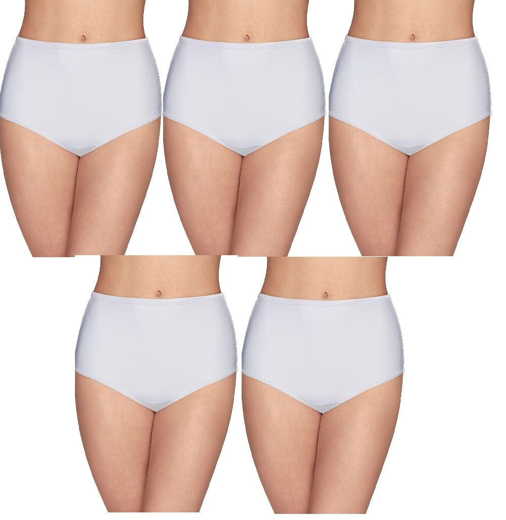 5 Pack Vanity Fair Illumination Silky Stretch Brief Panties 13109 WHITE Sz- 6~10