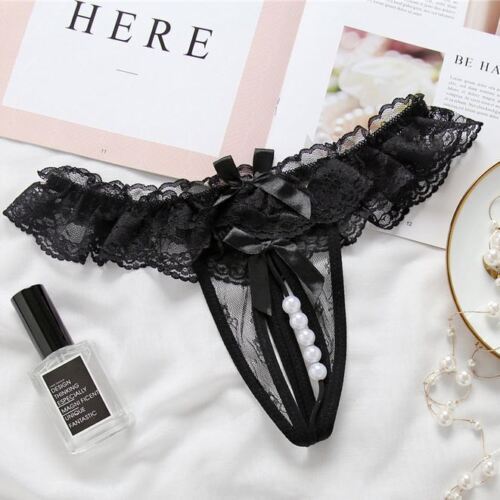 Sexy Womens Crotchles Pearl Panty Lace Thongs G-string Lingerie Underwear T-back
