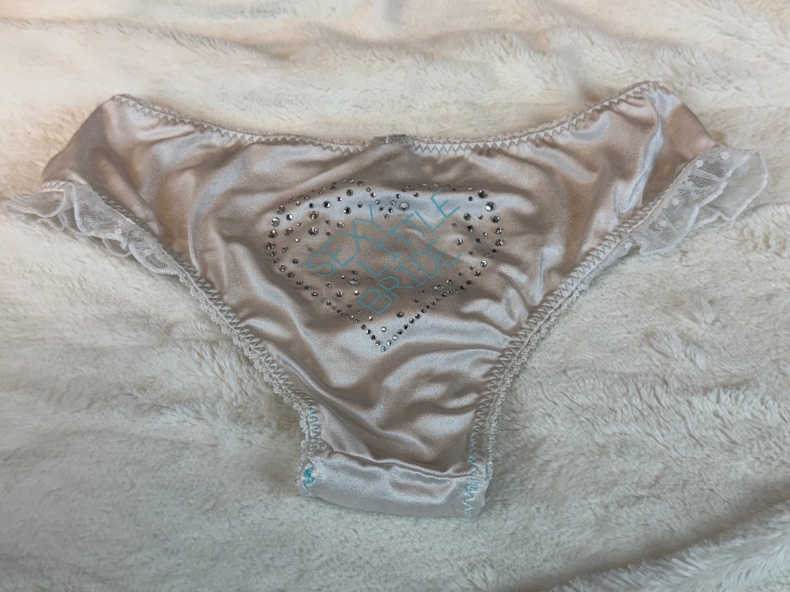 Victoria’s Secret I Do SEXY LITTLE BRIDE Glitter Ruffle Vintage Panty Blue Bow