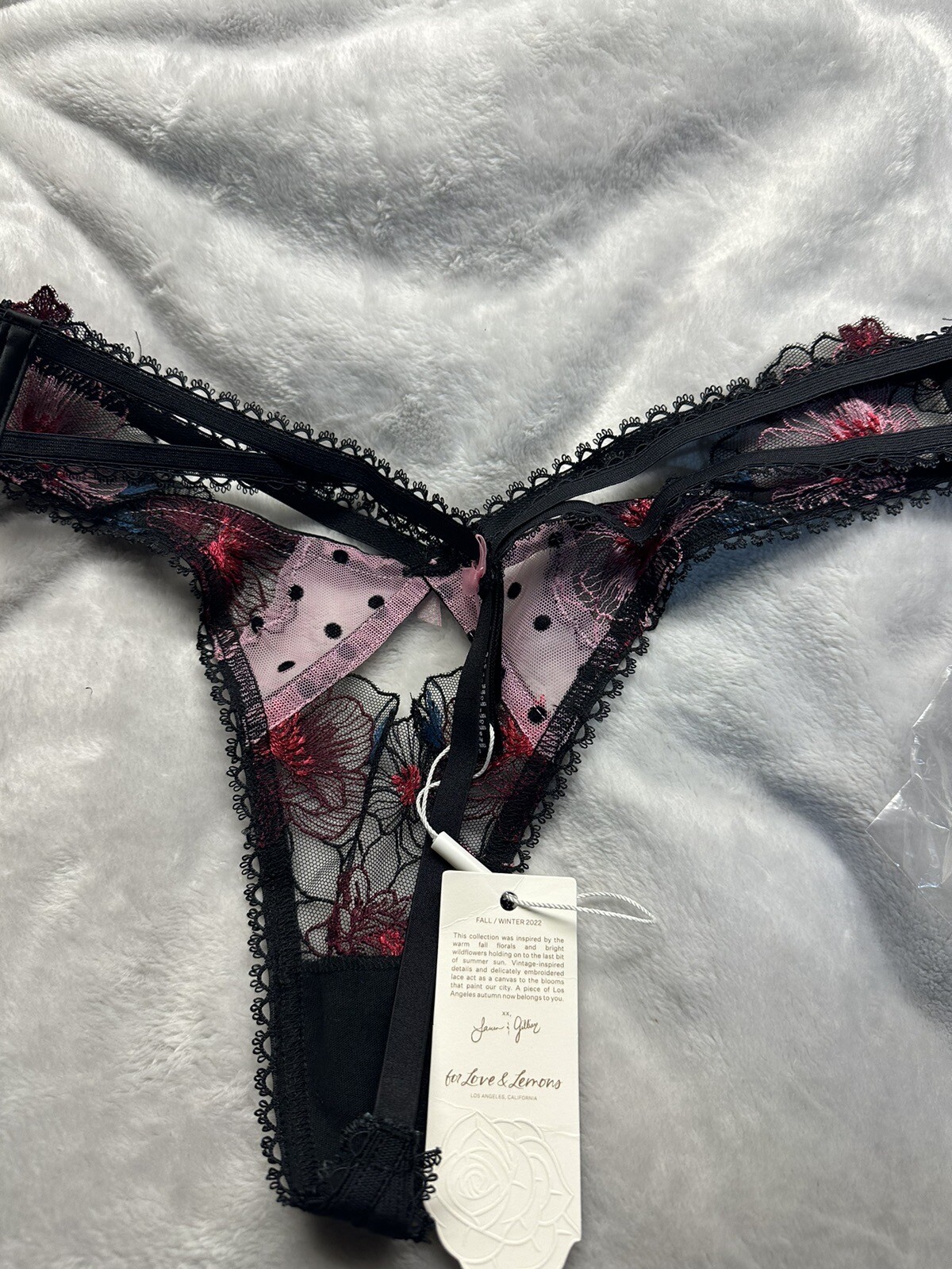 For Love & Lemons Victoria’s Secret Zinnia High Waist Thong SMALL Embroidery
