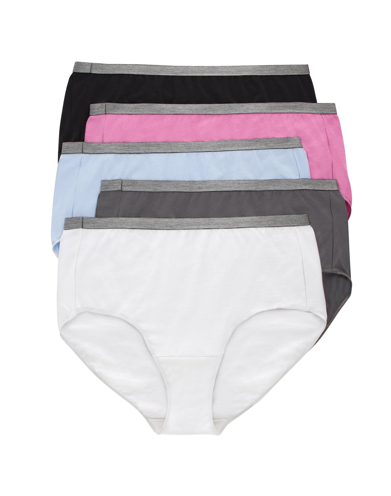 Hanes Just My Size Women’s Stretch Cotton Brief Underwear, 5-Pack (Plus Size)