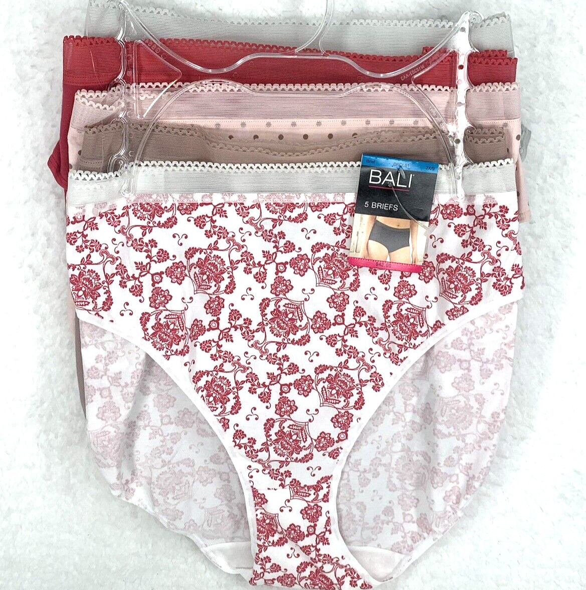 Bali Intimates Women’s Hi-Cut Briefs SZ 9 2XL Cotton 5-Pk Stretch Print Multic..