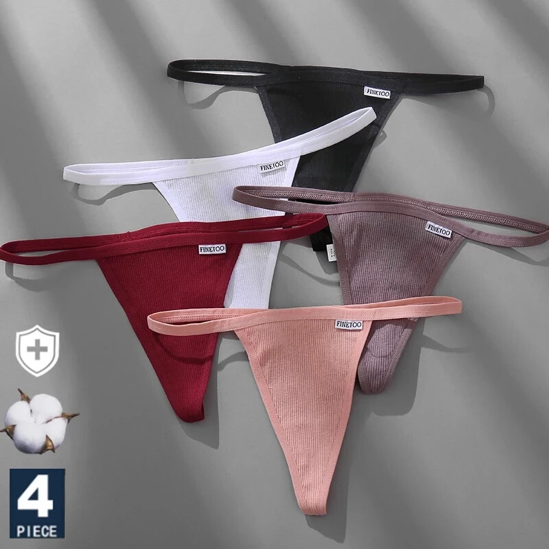1/4Pack Cotton Sexy Panties Thong Women G-string Underwear Low Waist Lingerie❤