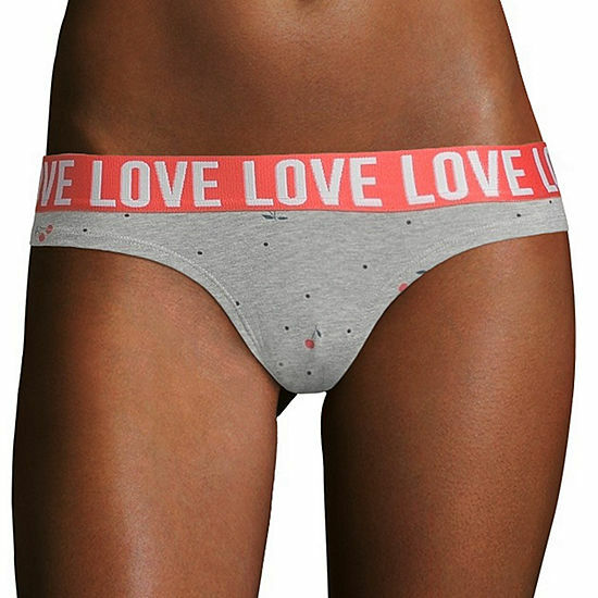 Flirtitude Women’s Wide Elastic Cheeky Panties LARGE Gray Cherries LOVE Dots