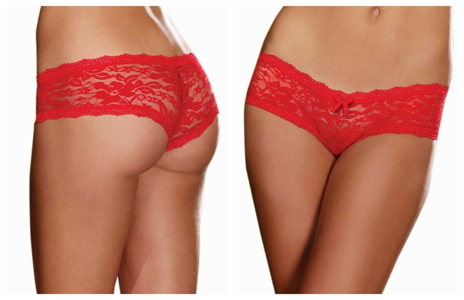 STRETCH LACE LOW RISE CHEEKY HIPHUGGER PANTY SCALLOPED LACE SATIN BOW TRIM S-L