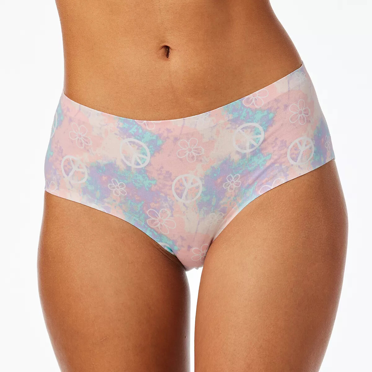 SO Intimates 673 Peace Tiedye Multi Color Pastel Print Hipster Brief Size 8/XL