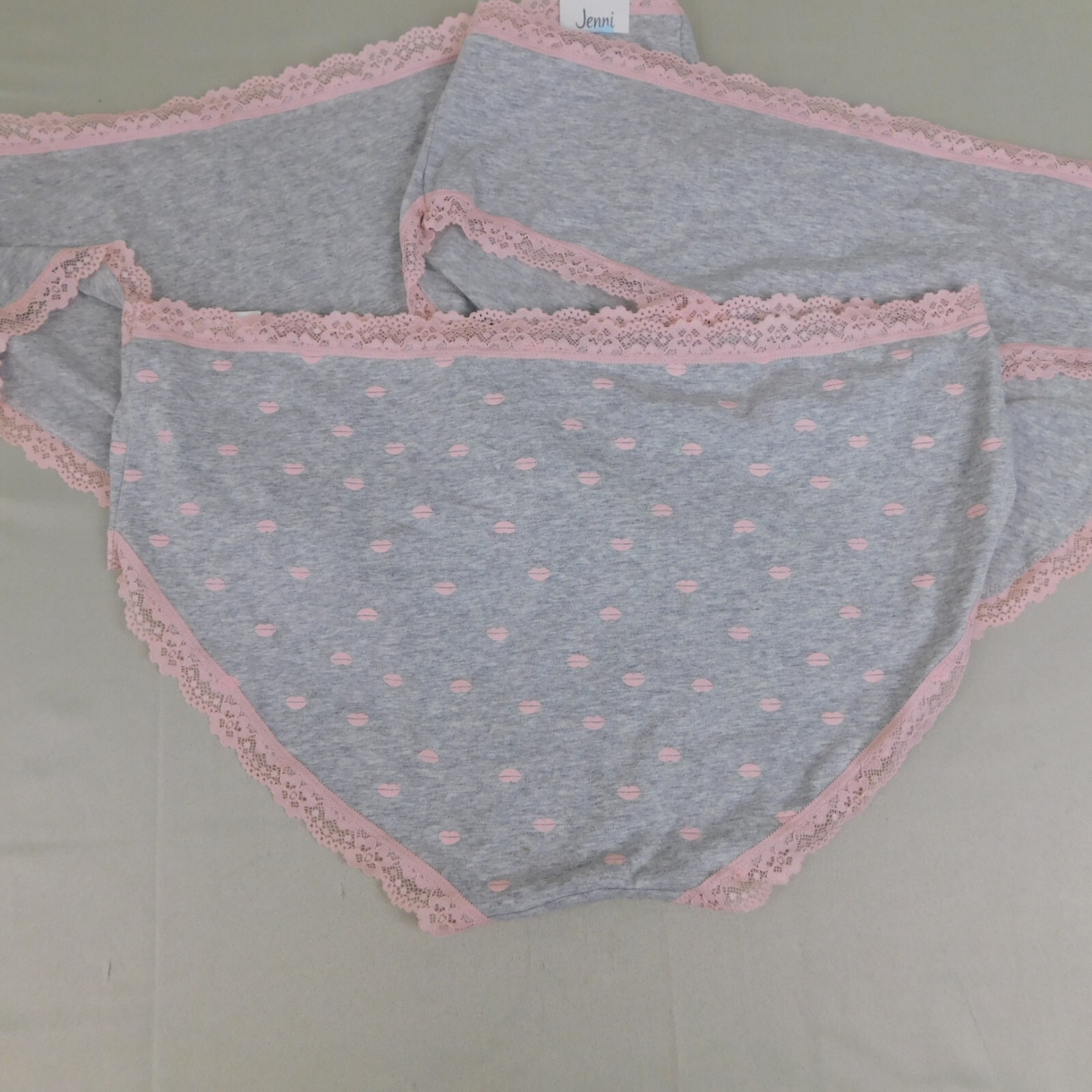 3pc Lot Jenni Women’s Lace Trim Stretch Cotton Hipster Panties Size 10, 3XL