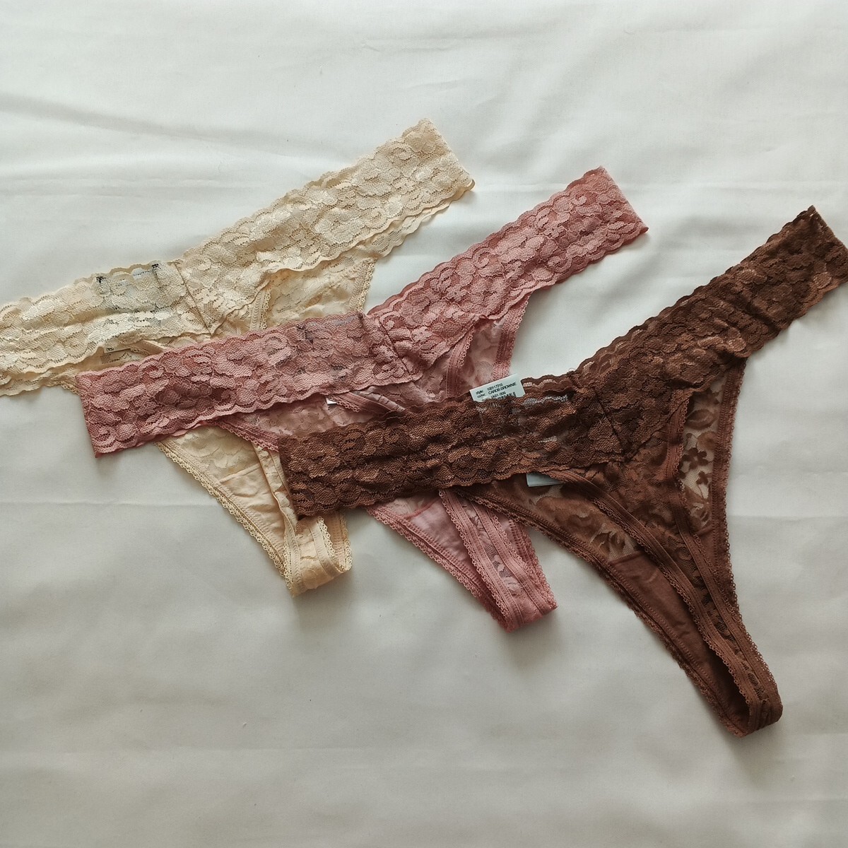 3 Pack INC Women Sexy Lace Thong Size 2XL Multicolor Spandex Nylon