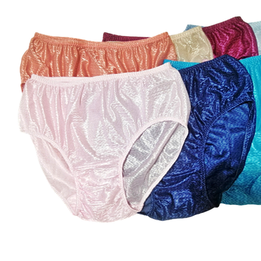 6 pcs Vintage High Cut Shiny Nylon Panties Sheer Retro Style Briefs hip 30-34″