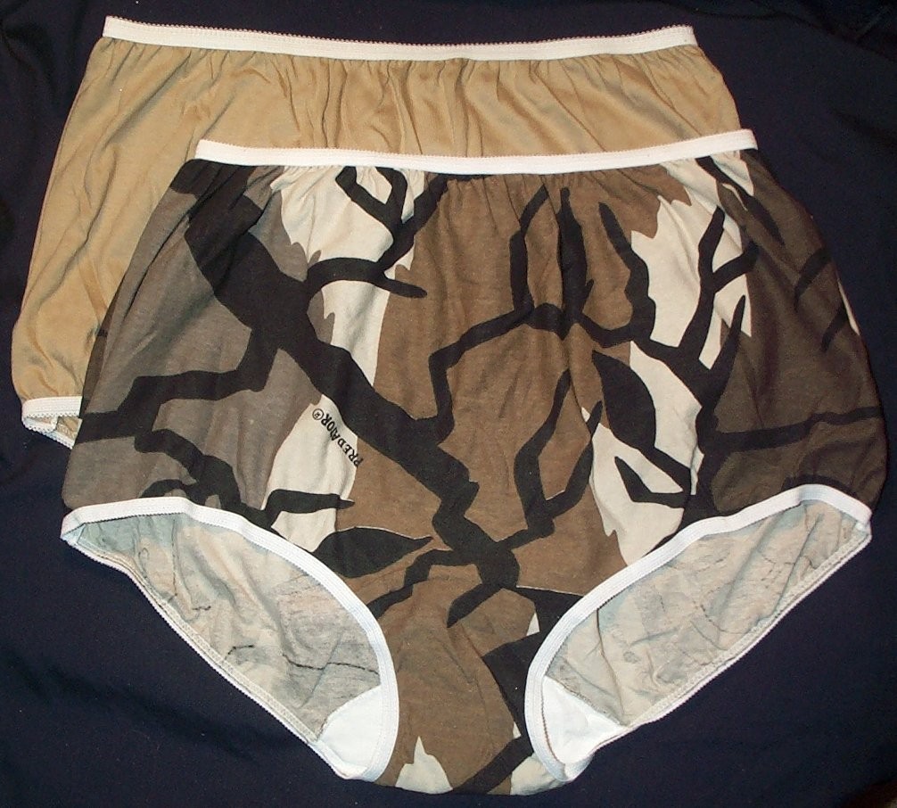 2 Pair Size XL fits 11 / 12 100% Cotton 1 Camo & 1 Brown Color Panty USA X-Large