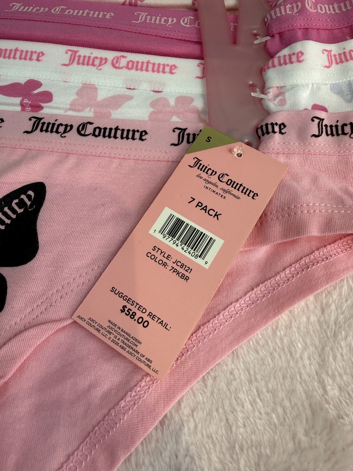 Juicy Couture Intimates 7 Pack Bikini Panties Size S Butterfly Y2K NWT