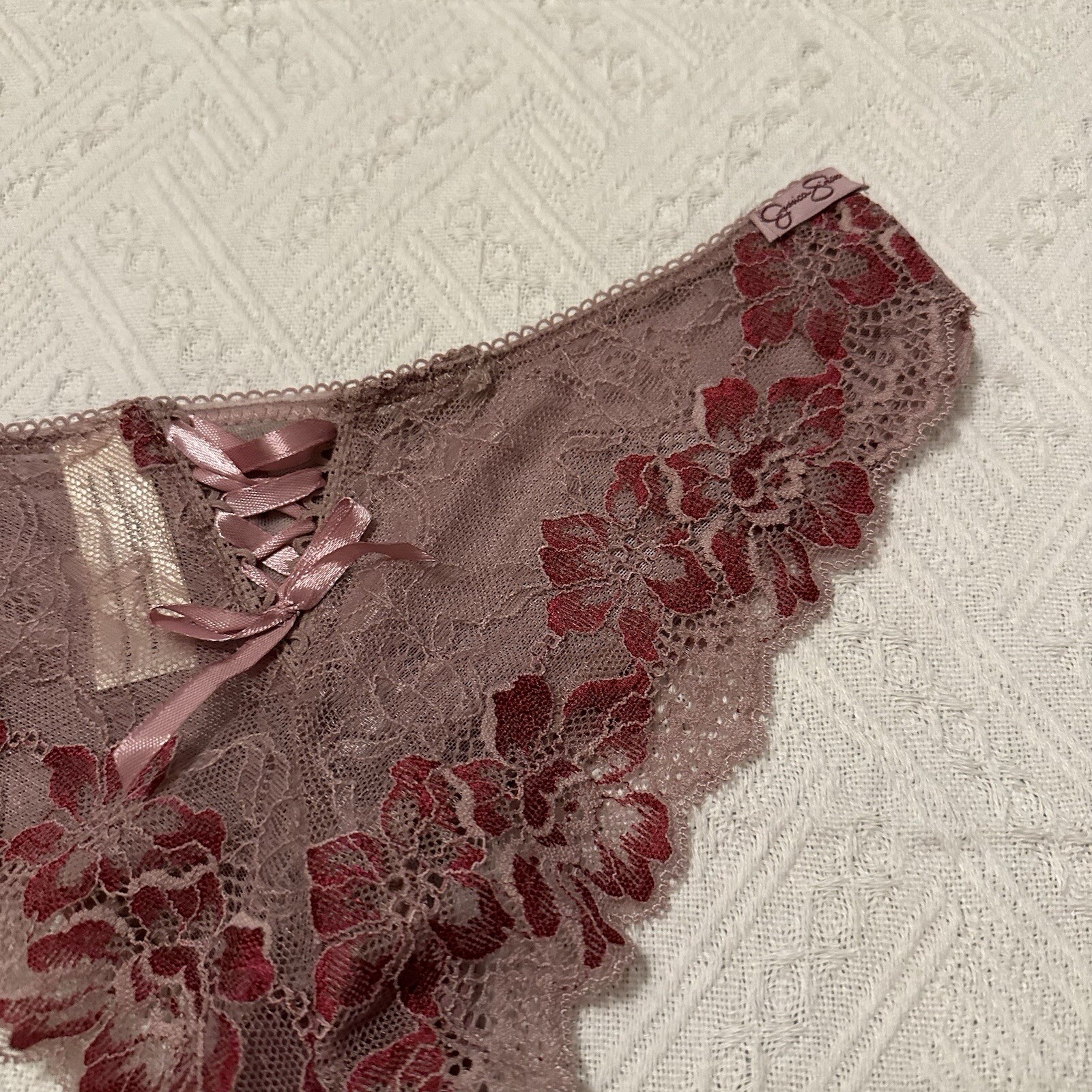 Jessica Simpson Purple Floral Lace Cheeky Sz S Small Panty NWT