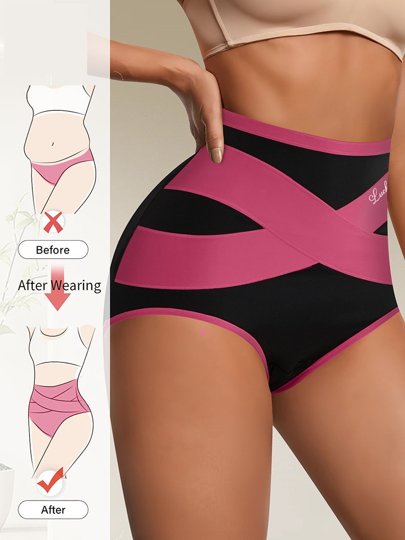 Ladies High Waist Tummy Control Panties Shaping Cross Strap Briefs Women