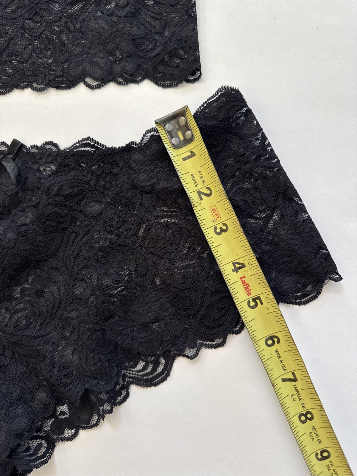 Frederick’s of Hollywood Y2K Mesh Black Lace Bra Set Lingerie Sz Large