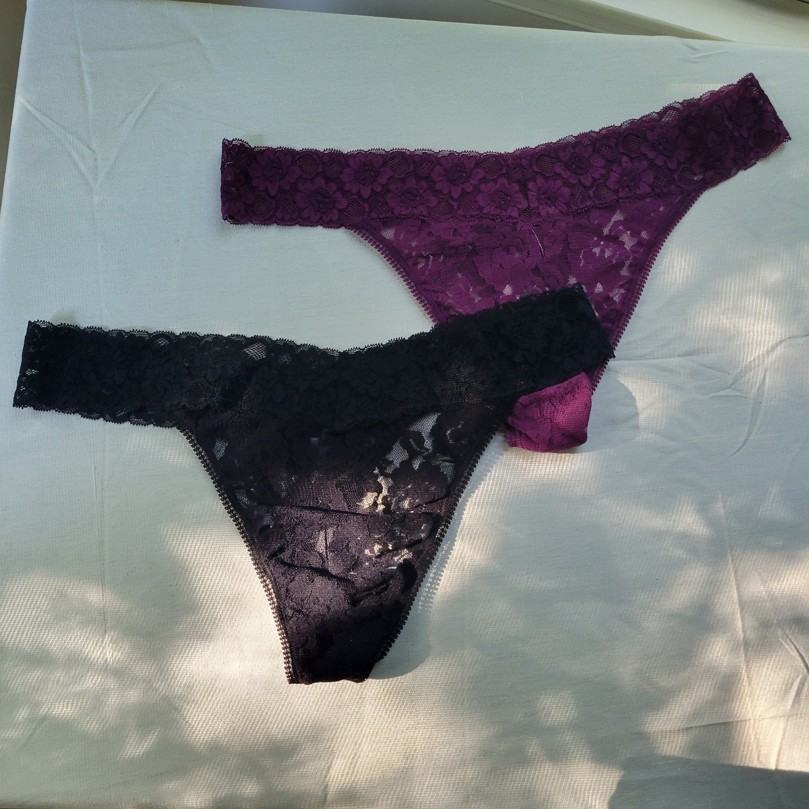 NEW Weekend Underwear LG Hanky Panky Original Rise LACE Thong SET ANTHROPOLOGIE