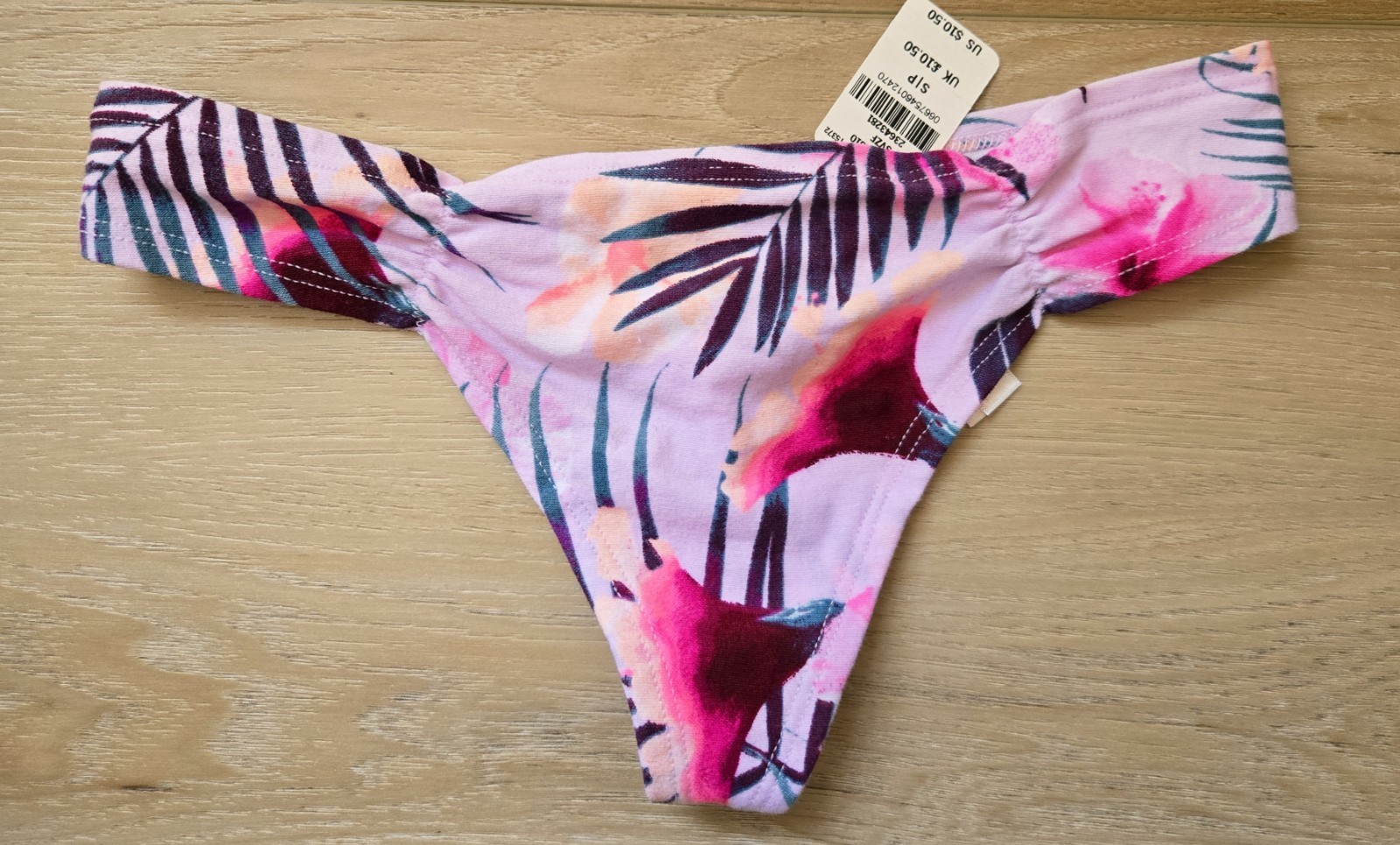 NWT Victoria’s Secret PINK Tropical Floral Cotton Extra Low Rise Thong Panties S