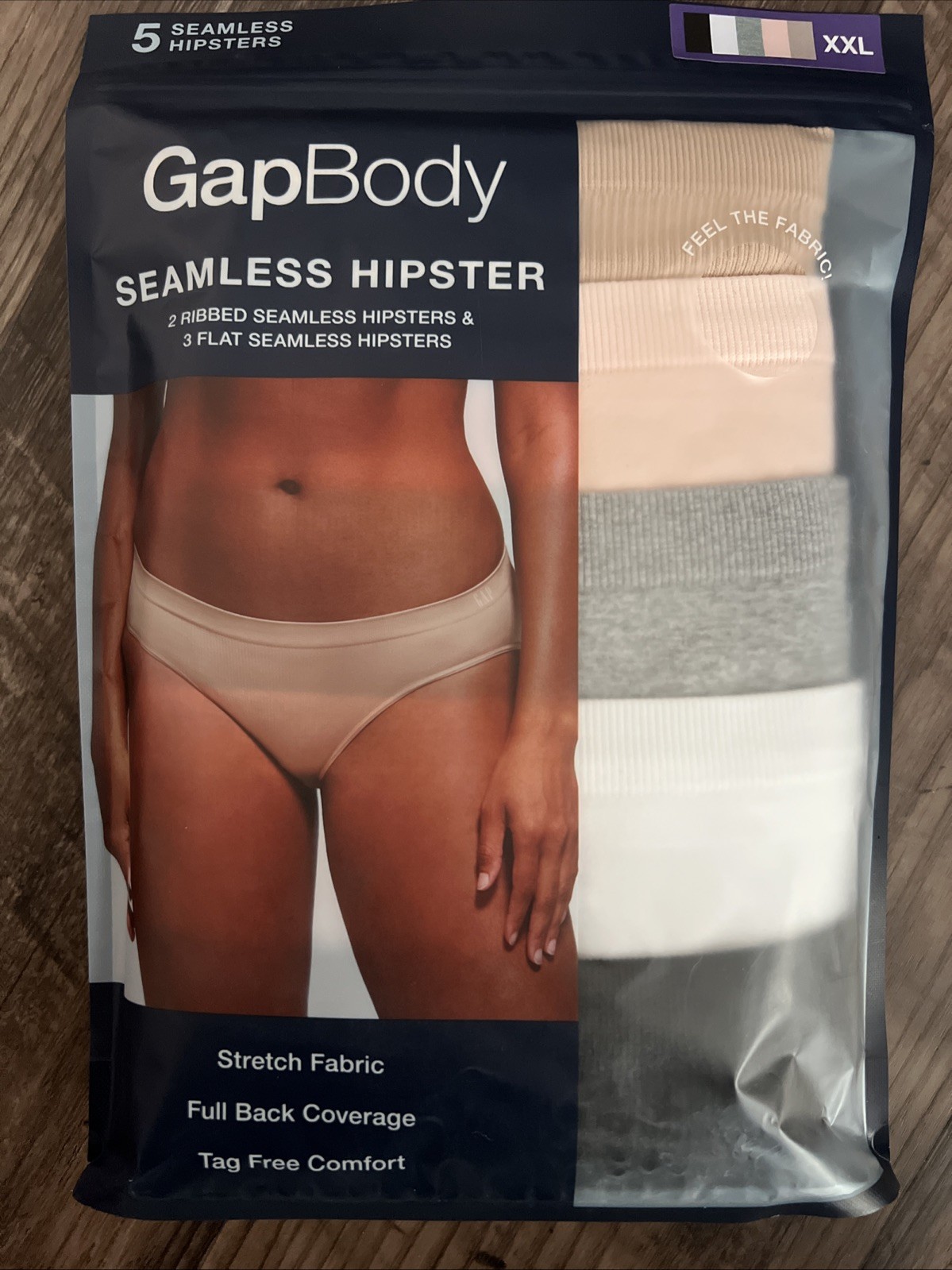 Gap Body Seamless Hipsters Women XXL Multicolor 5 Pack Nylon Spandex Underwear