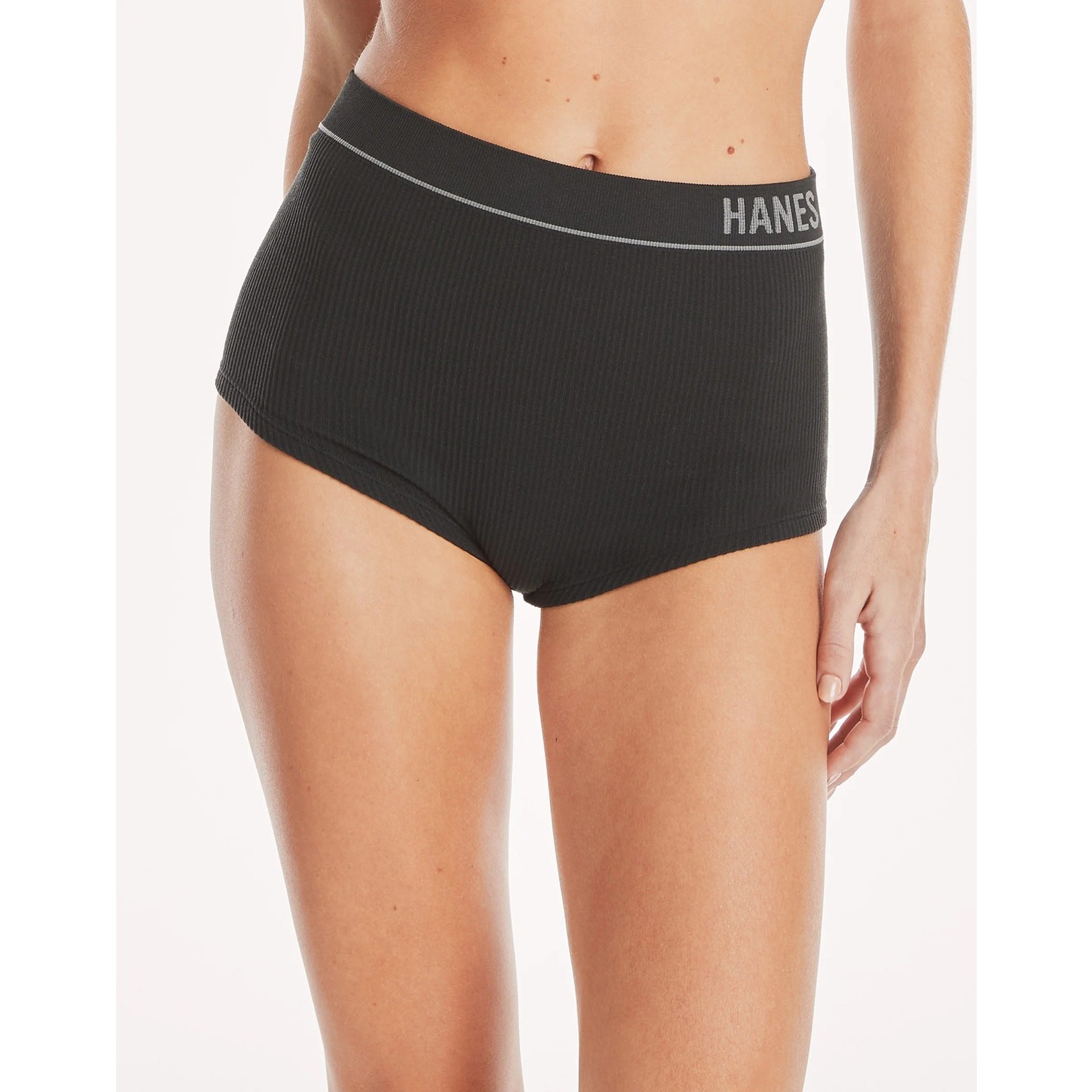 Hanes Originals Women’s XL 6 Pack Seamless Rib Boyfit Hi-Waisted Panties OS12-24