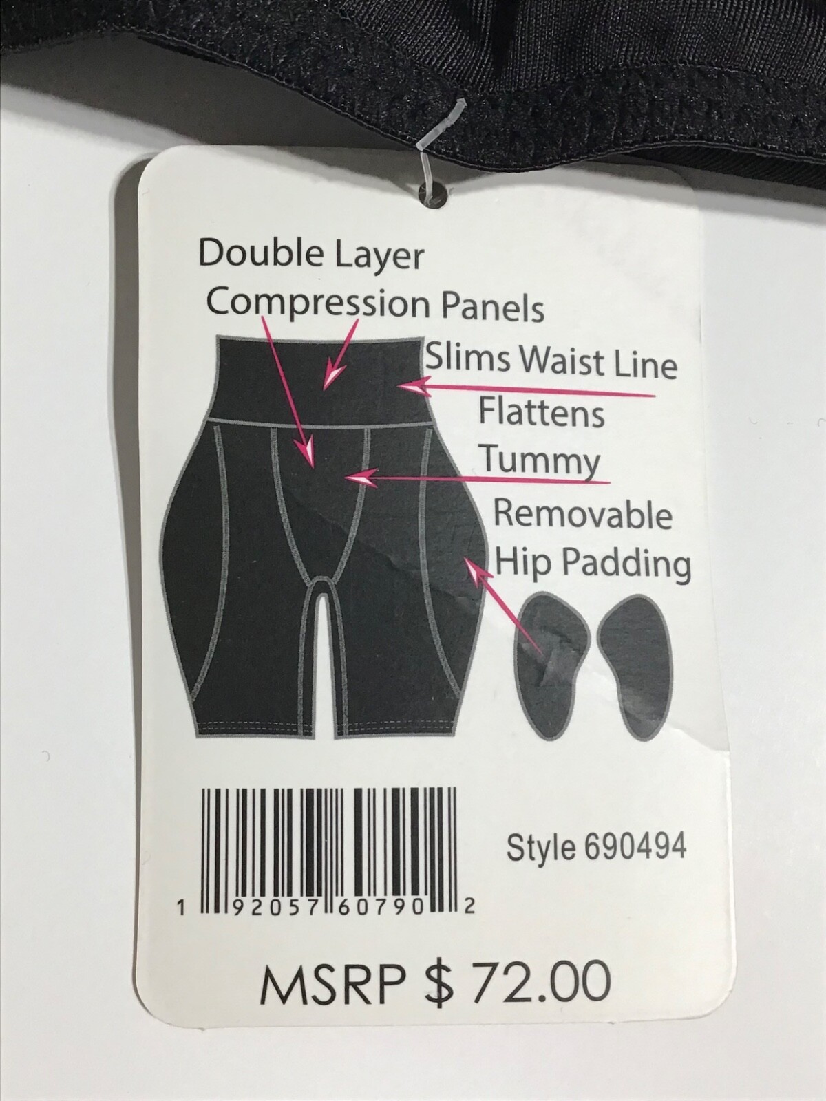 Curve Necessities Hip Enhancer XS High Waist Padded Tummy Control Panties Black