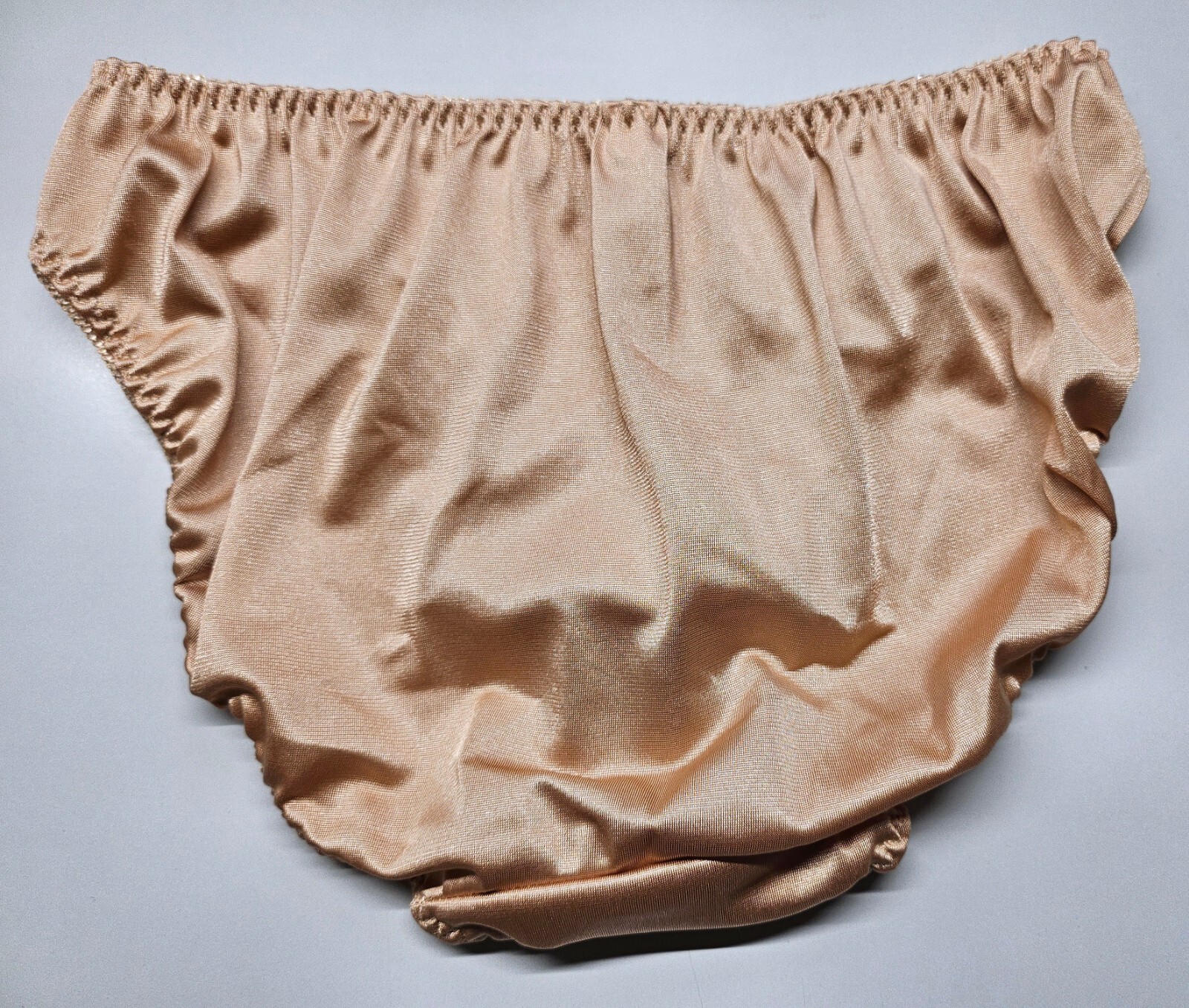 US Size M/6 Japanese Nylon Panties Shiny Smooth Lace Tricot Bikini Brown