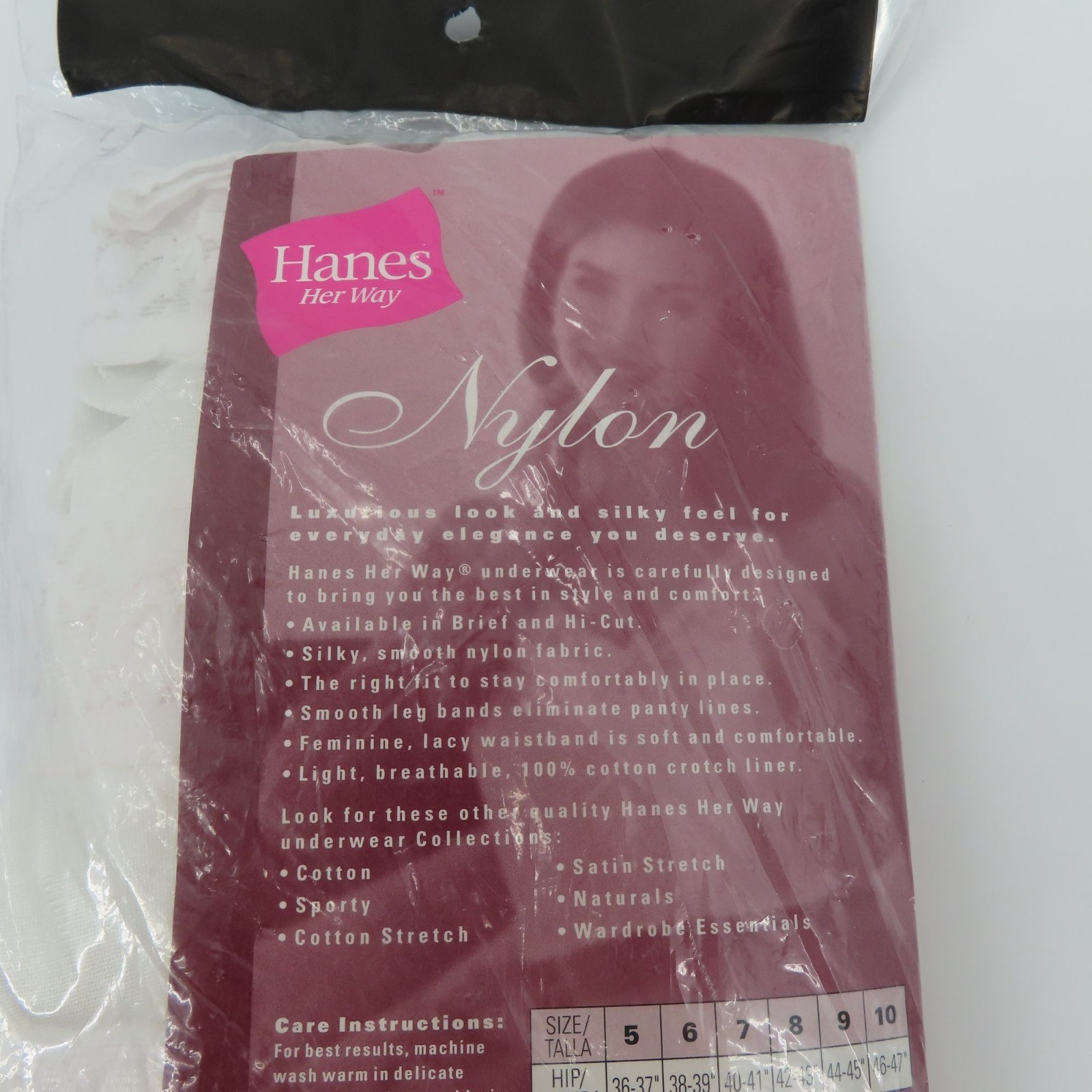 VTG Hanes 3 Pairs Womens Size 9 Nylon Brief Lace Trim Panty Solid White 1999 NEW