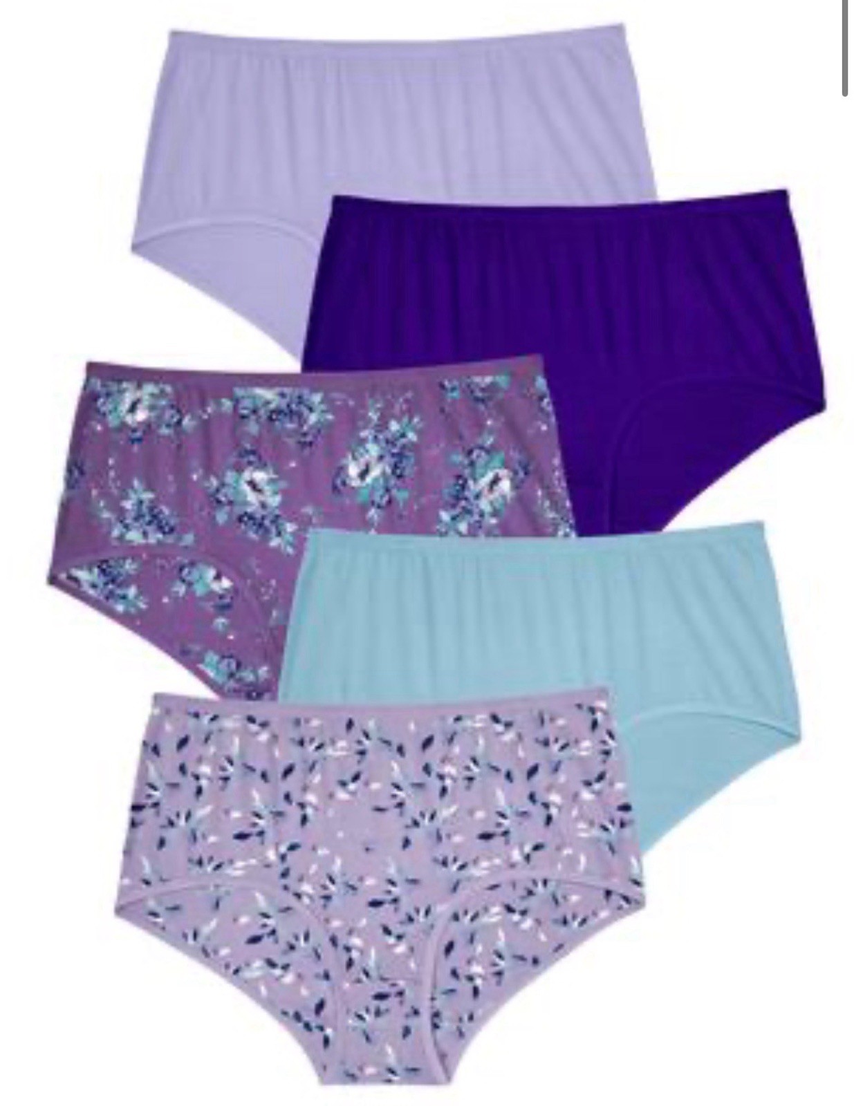 Catherine’s Full Coverage Stretch Cotton Brief 5-Pack Size 10 Tulip Color